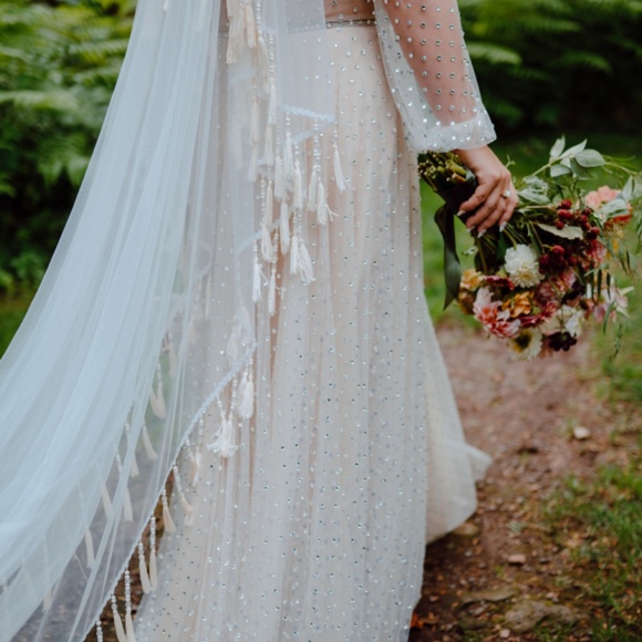 Ru de Seine Zodiac Veil - Cathedral Length Two-tier Boho Veil - Picture 3 of 5